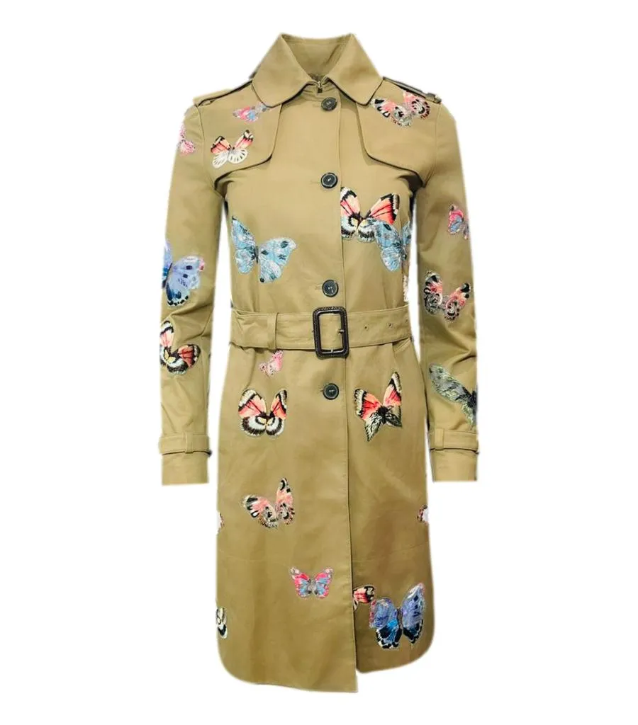 Valentino Embroidered Butterfly Trench Coat. Size 38IT