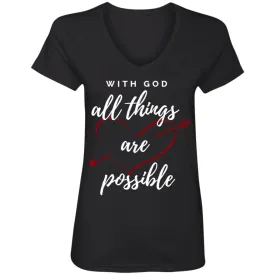 With God  All Things Are Possible Women's V-Neck T-Shirt