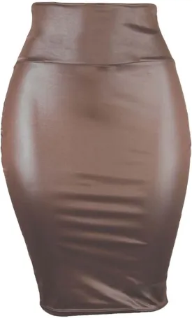 Women Faux PU Leather Bodycon Skirt High Waist Tight Pencil Skirt Sexy Half-Length Wrap Hip Skirt Clubwear