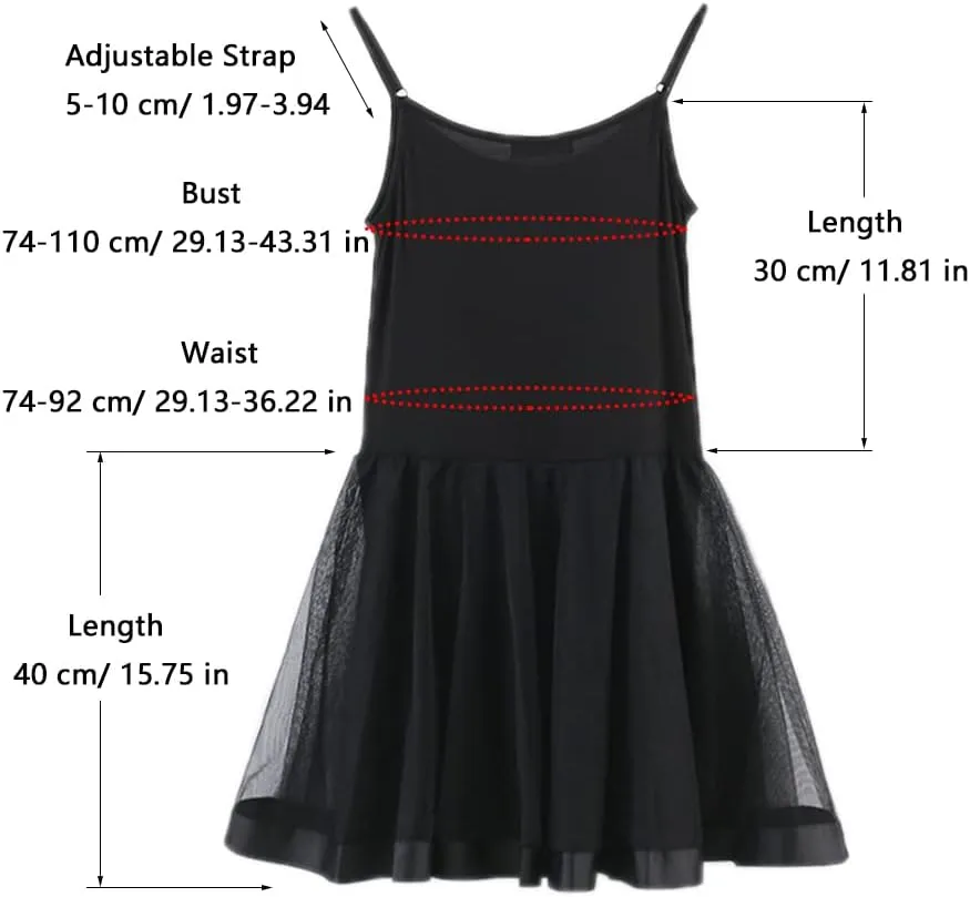 Women Mesh Splice Cami Full Slip Extender Dress Spaghetti Strappy Underskirt