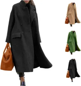 Women Oversized Long Warm Coats wool trench coat women Pea Trench Overcoat Winter