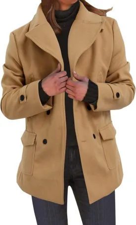 Women's Elegant Blazers Single Breasted Coat 2024 Winter Mid Woolen Overcoat Work Office Pea Jackets Overcoats