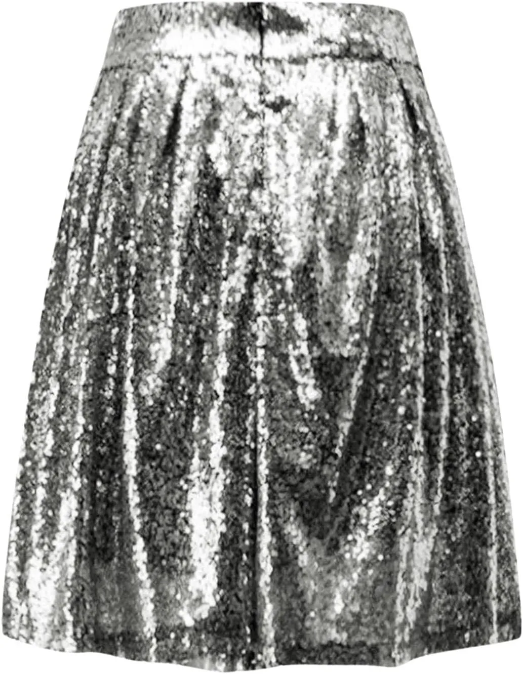 Women's Fashion High Waist Pleated Solid Color Short Skirt Loose Sequin Skirt Skirts for Women Knee Length with