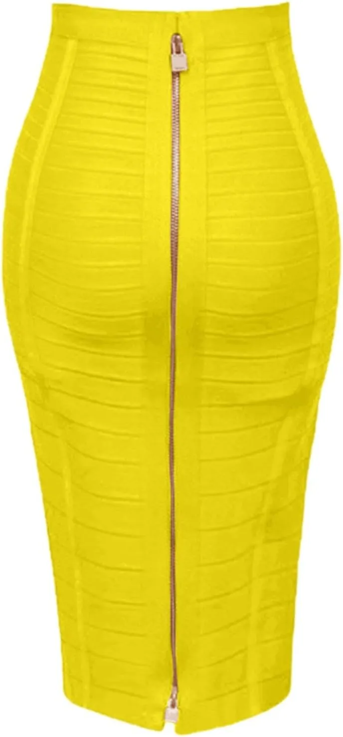 Women's Wrap Skirt Bodycon Pencil Skirts High Waist Knee Length Back Zipper Business Bandage Sexy Solid Color Skirt