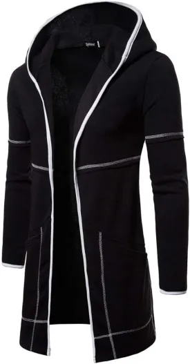 Ymosrh Men's Coat Hooded Cardigan Shawl Collar Lightweight Open Front Overcoat with Pockets Casual Coats Jackets, M-2XL
